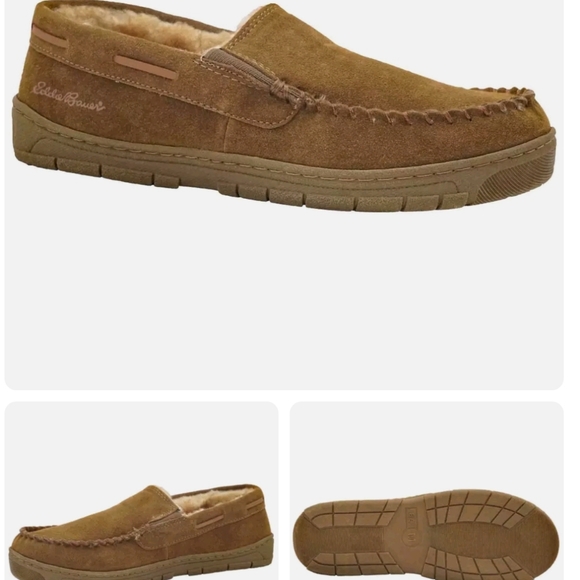 NIB EDDIE BAUER BROWN SUEDE MOCCASSIN SLIP-ON SLIPPERS SHOES